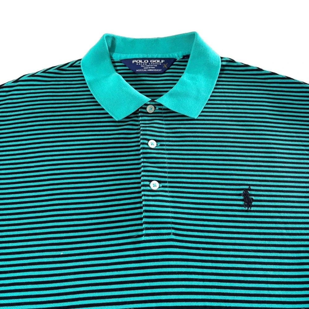 Polo Golf Ralph Lauren 100% Pima Cotton Striped Polo Shirt Mens Size‎ XL